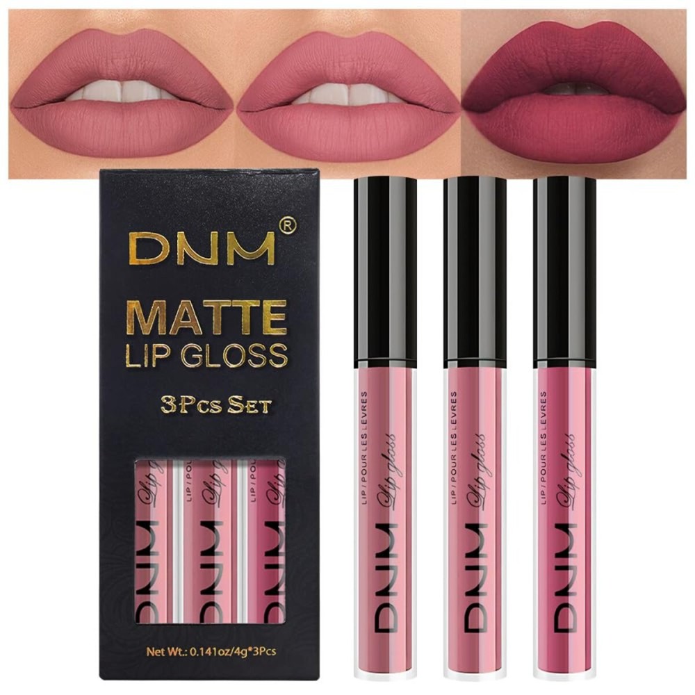 AMY\'S DIARY 3Pcs Matte Rose Pink Liquid blush Lipstick Set, Soft Pink Nude Dusty Rose Mauve Red Lip Stain Kit, LipStain Long Lasting 24 Non-Transfer Lip Gloss, Waterproof Lip Makeup for Women Lippies