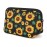 AJLTPA Cosmetic Bag Waterproof Neoprene Zipper Pouch Travel Portable Toiletry Makeup Bags Organizer Case for Women and Girls, Black Sunflower
