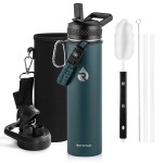 RAYMYLO Insulated Water Bottle 24oz, Triple Wall Vacuum Stainless Steel (Cold for 48 Hrs, Hot for 24Hrs), Leak Proof & Non-BPA, 24oz Hydro Water Flask with Paracord Handle & Straw Spout Lids