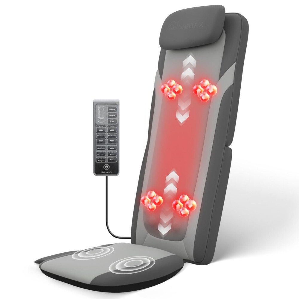 Snailax Back Massager for Full Back Pain Relief Deep Tissue, Long Track Dual 3D Shiatsu Rollers 3 Height Settings Foldable Massage Chair Pad with Heat, Vibration Heated Seat Cushion, Gifts for Mom Dad