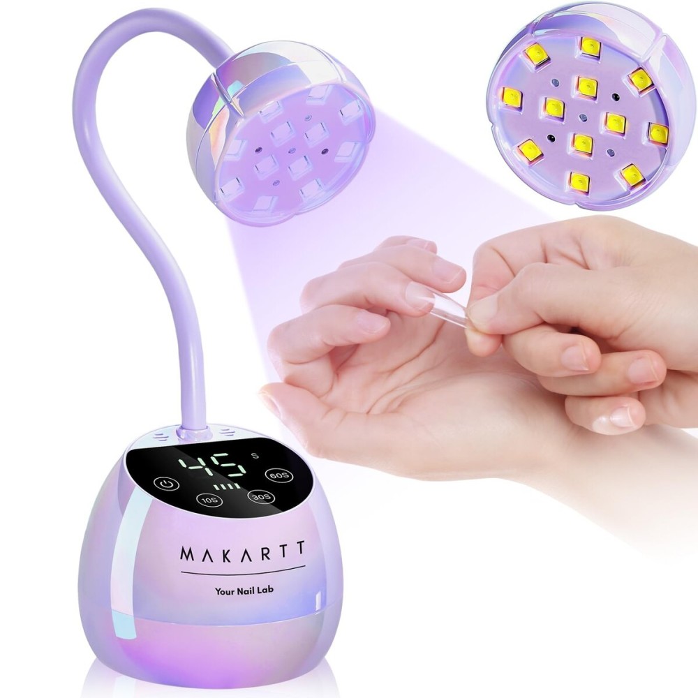 Makartt UV LED Nail Lamp - Gooseneck UV Light for Gel Nails USB 39W Cordless Flash Cure Lamp with 4 Times & Auto Sensor Nail Dryer Fast Curing Nail Art Design for Salon Home DIY (Glazed Purple)