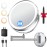 9\'\' 30X/1X Wall Mounted Lighted Makeup Mirror, 5000mAh Rechargeable Double-Sided Magnifying Mirror with Light, Vanity Mirror Touch Dimmable 3 Colors 360 Rotation Extended Foldable Arm, Power Adapter
