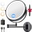 9\'\' 30X/1X Wall Mounted Lighted Makeup Mirror, 5000mAh Rechargeable Double-Sided Magnifying Mirror with Light, Vanity Mirror Touch Dimmable 3 Colors 360 Rotation Extended Foldable Arm, Power Adapter