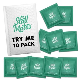 Stall Mates Wipes - Try Me Pack | Flushable Wipes | Individually Wrapped | Travel Friendly | Unscented with Vitamin-E & Aloe | (10 on-the-go singles)