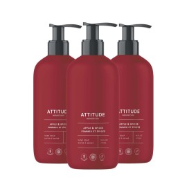 ATTITUDE Limited Edition Liquid Hand Soap, EWG Verified, Plant and Mineral-Based, Vegan Personal Care Products, Apple & Spices, 16 Fl Oz (Pack of 3)