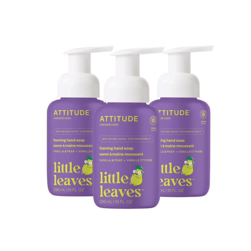 ATTITUDE Foaming Hand Soap for Kids, EWG Verified, Dermatologically Tested, Plant- and Mineral-Based Ingredients, Vegan, Vanilla & Pear, 10 Fl Oz (Pack of 3)
