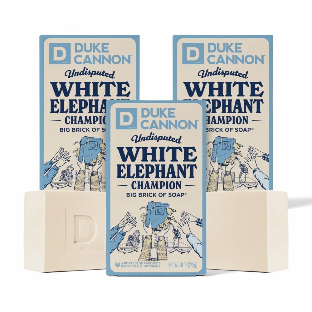 Duke Cannon Supply Co. White Elephant Bar Soap - 10oz Large Soap Brick with Citrus Musk Scent - Holiday Gag Gift, Funny White Elephant Gift Idea 3 Pack