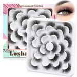 Losha Lashes Wispy False Eyelashes Natural Look Cat Eye Lashes 10 Pairs Fluffy Fake Eyelashes Fox Eye Lashes Soft Faux Mink Lashes Handmade Reusable Strip Lashes Pack (LA9)