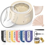 KeShi Waxing Kit, Painless Hair Removal Wax Warmer with 6 Bags Hard WaxBeans for Full Body, Legs, Face, Eyebrows & Bikini- Ideal for Both Women & Men(Cream)