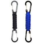 BRAVESHINE Carabiner Keychain Hook with Paracord Strap - 1 Black 1 Blue D Ring Key Clips Para Cord Lanyard Hanger Stroller Hooks for Water Bottle, Belt Loop Keys, Backpacks, Boys, Girls, Men, Women