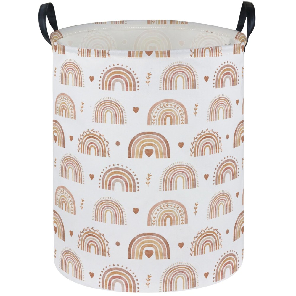 Sanjiaofen Rainbow Laundry Hamper,Kids Laundry Basket Collapsible Girls Storage Baskets for Home Decor,Office,Home Organizer,(Simple Rainbow