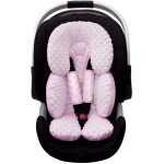Pro Goleem Infant Car Seat Head Neck Body Support, Ultra-Soft Minky and Microfiber Car Seat Strap Pads, Perfect for Stroller, 2-in-1 Reversible, Girls, Pink