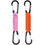 BRAVESHINE Carabiner Keychain Hook with Paracord Strap - 1 Pink 1 Orange D Ring Key Clips Para Cord Lanyard Hanger Stroller Hooks for Water Bottle, Belt Loop Keys, Backpacks, Boys, Girls, Men, Women