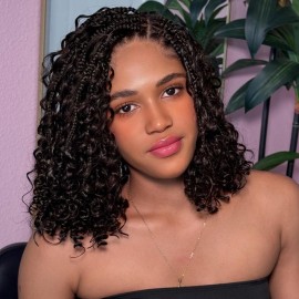 Eerya Long Curly Braiding Hair 12 Inch 2 Packs Ocean Wave Crochet Braids for Black Women Deep Wave Braiding Hair for Boho Braids (12 inch, 2)