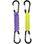 BRAVESHINE Carabiner Keychain Hook with Paracord Strap - 1 Purple 1 Green D Ring Key Clips Para Cord Lanyard Hanger Stroller Hooks for Water Bottle, Belt Loop Keys, Backpacks, Boys, Girls, Men, Women