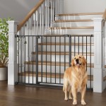 InnoTruth 29.5-49.75 Extra Wide Baby Gate for Stairs, 30 Tall Walk Through Dog Gate for Stairs & Doorways, Pressure-Mounted Safety Gate for Pets & Kids, Dual Lock & 2-Way Swing, Black