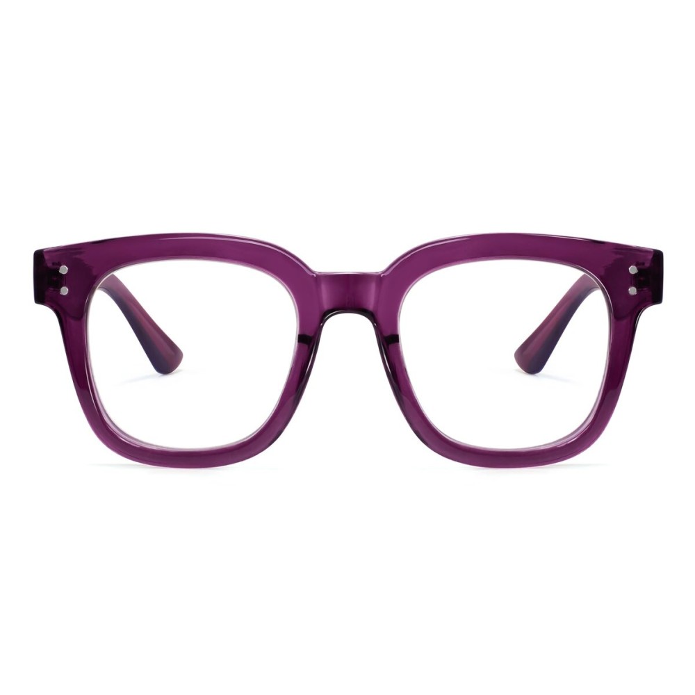 Madison Avenue Oversized Blue Light Blocking Glasses for Women Fashion Blue Light Blockers Anti Eyestrain & UV Protection Computer Eyeglasses (Transparent Purple)