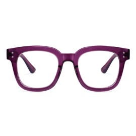 Madison Avenue Oversized Blue Light Blocking Glasses for Women Fashion Blue Light Blockers Anti Eyestrain & UV Protection Computer Eyeglasses (Transparent Purple)