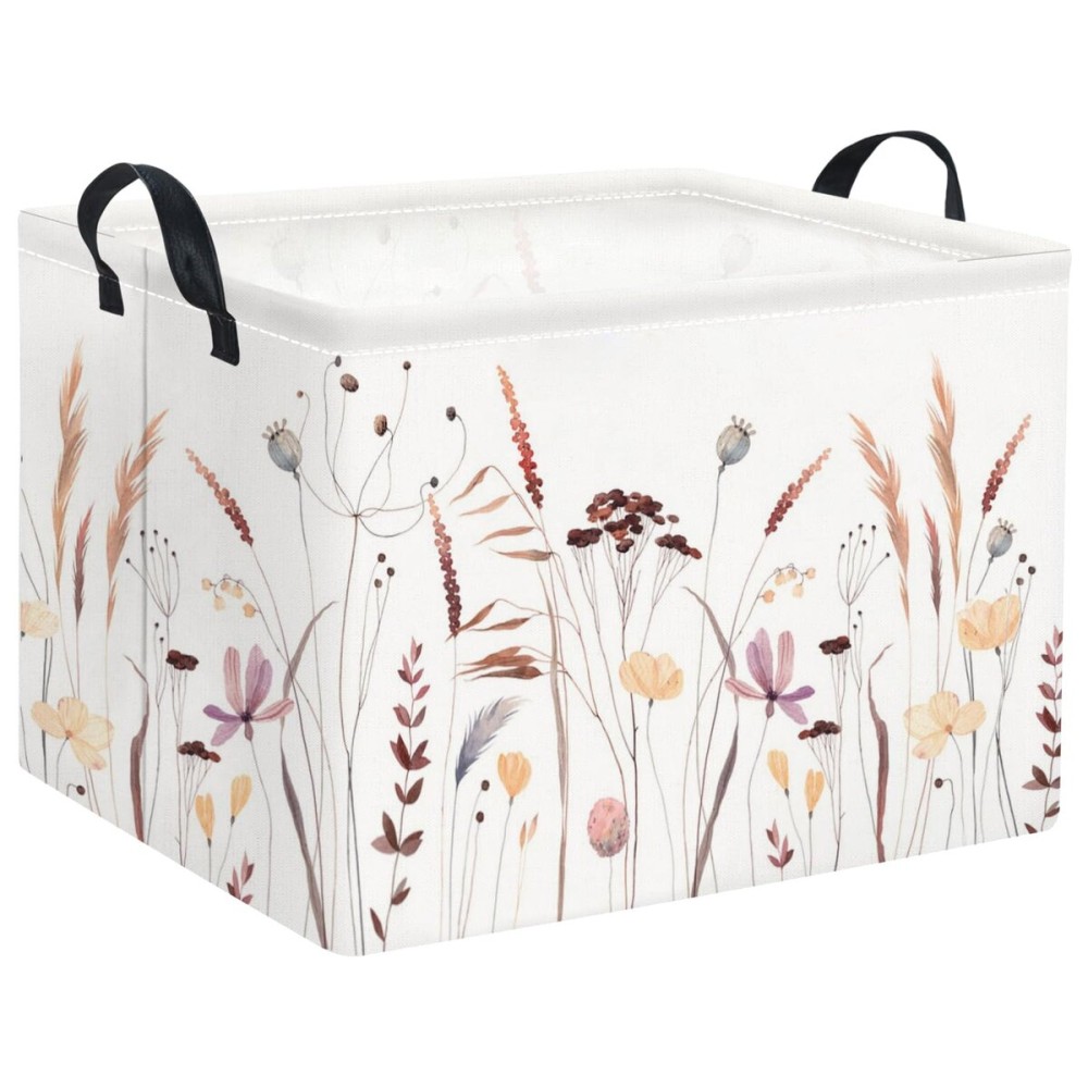 HIYAGON Rectangular Baby Girl Basket Kids Baby Storage Basket Toy Storage Bin Organizer Box Room Decor(Autumn Flowers)