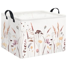 HIYAGON Rectangular Baby Girl Basket Kids Baby Storage Basket Toy Storage Bin Organizer Box Room Decor(Autumn Flowers)