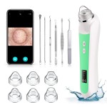 Facial Pore Blackhead Remover Vacuum, 1080P Camera Blackhead Remover, 20x Zoom, 8 LEDs  3 Suction Modes, 800mAh Battery & USB - 6 Heads Pore Cleaner Kit for Women&Men(Green)