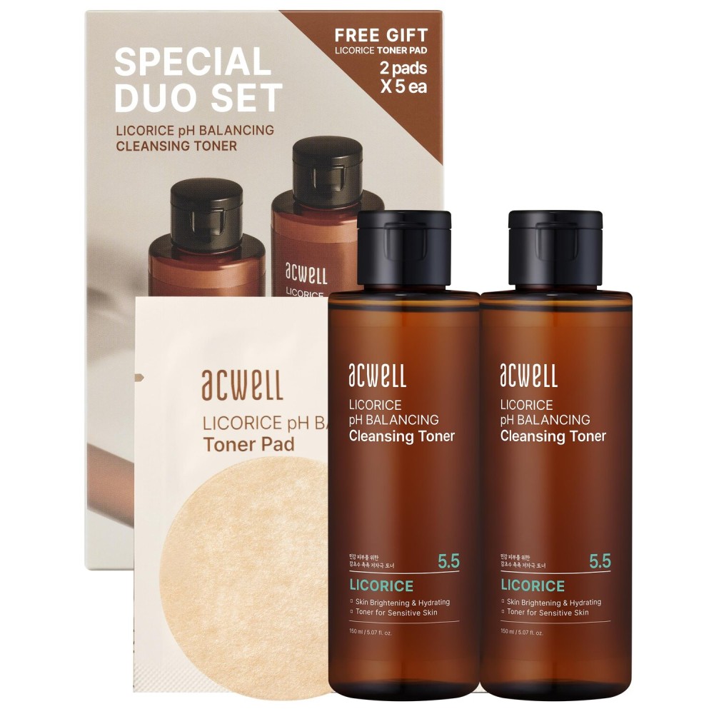 ACWELL Licorice pH Balancing Korean Toner for Cleansing - Alcohol-Free PH5.5 Hydrating Facial Astringent -Skin Clarifying & Hydration Boosting Toner, 5.07 fl.oz. 2 Pack