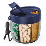 PULIV Portable Pill Dispenser Bottle, Vitamin Organizer with 7 Compartments, Holds Plenty of Supplements with Anti-Mixing & Wide Openings Design, Easy to Retrieve Meds, Includes 20 Labels Silver Gray