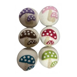 Ezhippie Quality Wool Dryer Balls - 6 XL Mushroom Pack - 1000+ Loads - Pure Organic Wool - Reusable Natural Fabric Softener Perfect with Essential Oils, Reduce Clothing Static and Wrinkles
