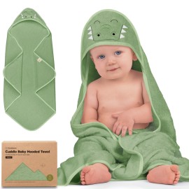 KeaBabies Hooded Baby Towel for Newborn - Viscose Derived from Bamboo Large Baby Bath Towels with Hood for Boys, Girls, Toddler, Extra Absorbent & Soft Newborn Bath Essentials (Alligator, Regular)