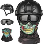 VPZENAR Airsoft Helmet,Black Tactical Helmet with NVG Mount,Green Skull Face Mask, Anti Fog Googles,Airsoft Tactical Gear,Men\'s Cosplay Halloween Costume