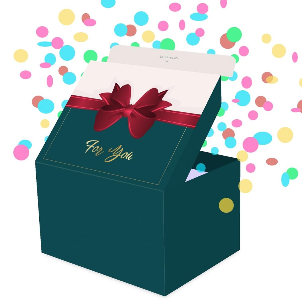 FETTIPOP Exploding Gift Box Merry Christmas, Funny Pop Up Confetti Surprise, Unique Prank Gift Wrapping Idea for Money, Cash or Gift Cards