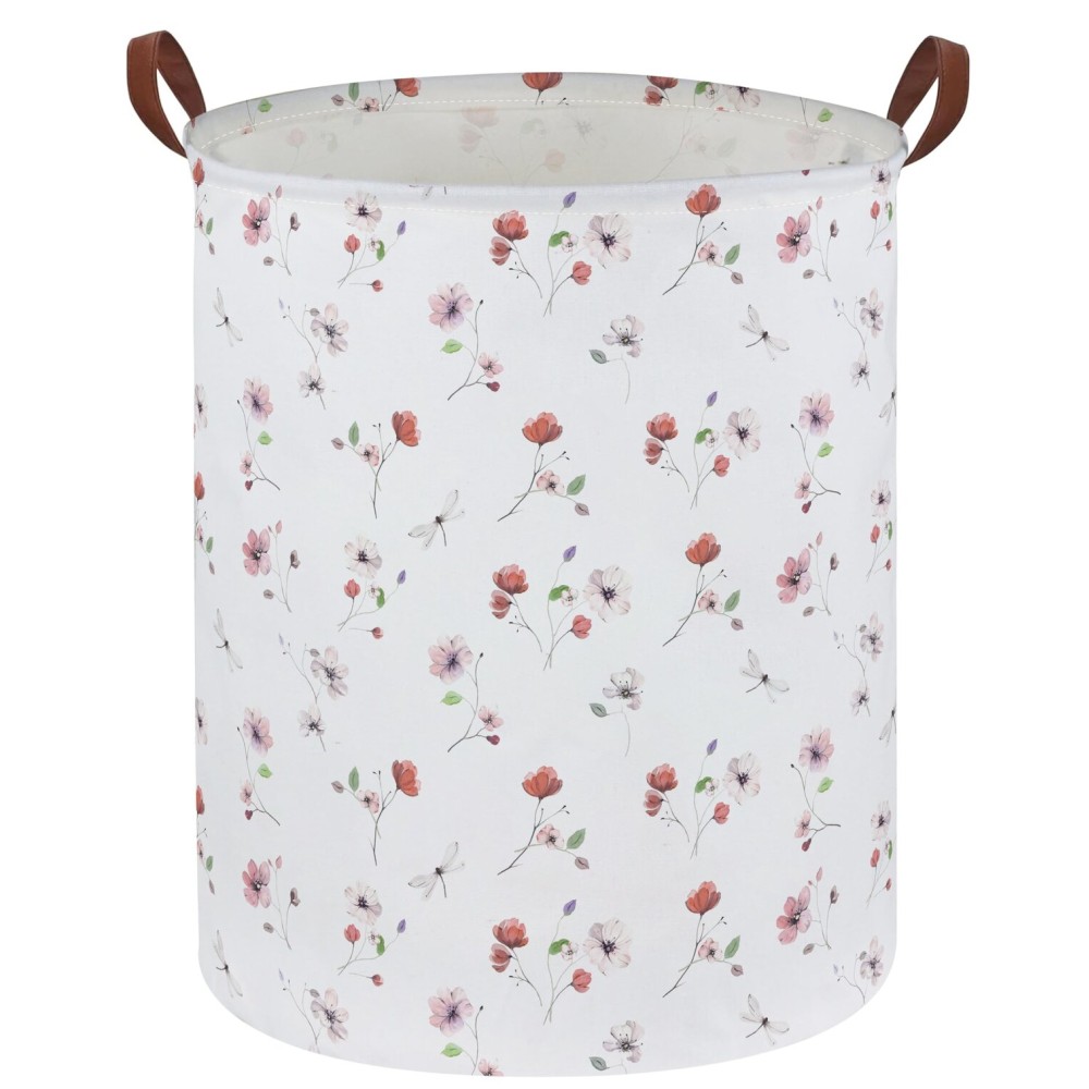 Sanjiaofen Kids Laundry Hamper,Flower Laundry Basket Collapsible Girls Storage Baskets for Home Decor,Office,Home Organizer,(Dried flowers