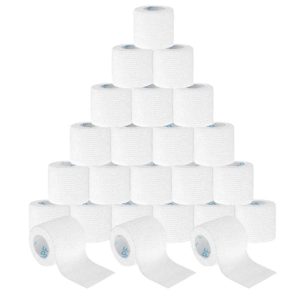 OK TAPE 24 Rolls Self Adhesive Bandage Wrap, Elastic Athletic Tape, Self Stick Bandage Tape, Vet Wrap, Medical Wrap for Wrist, Feet, 2 x 5 Yards, White