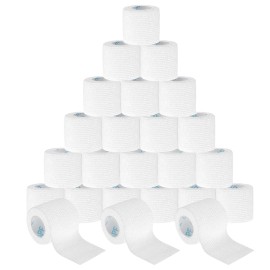 OK TAPE 24 Rolls Self Adhesive Bandage Wrap, Elastic Athletic Tape, Self Stick Bandage Tape, Vet Wrap, Medical Wrap for Wrist, Feet, 2 x 5 Yards, White