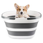 28L Large Collapsible Mop Bucket with Handle for Cleaning, Silicone Portable Pet Bathtub for Puppy Small Dogs Cats, Foldable Laundry Basket Hamper Clothes Storage Bin Space Saving Design for RV Home