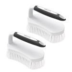 Amazer Scrub Brush for Cleaning Comfort Grip Shower Scrubber Stiff Bristles with Handle Heavy Duty Cleaner Brush for Tub Sink Carpet Floor - Pack of 2 (Black+Black)