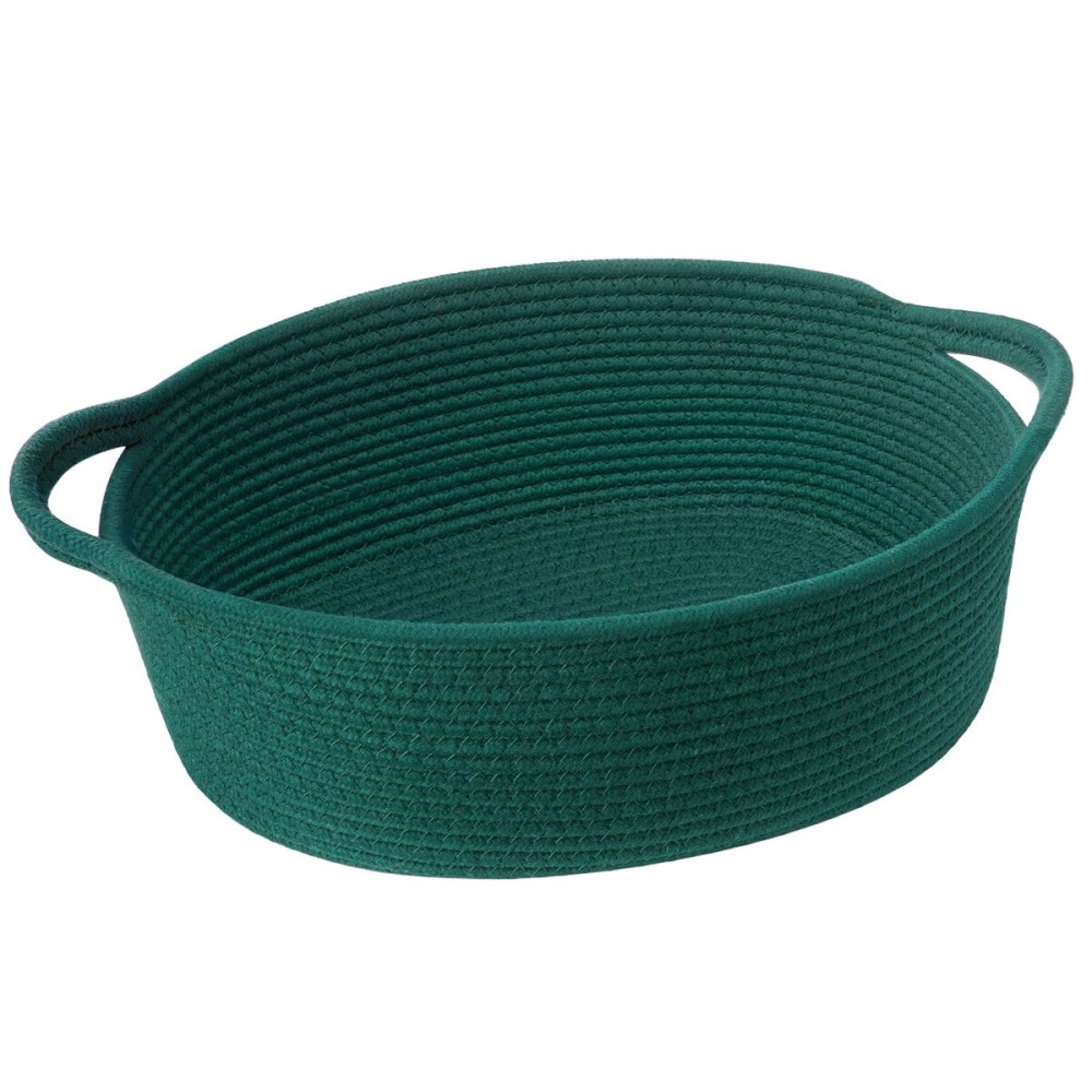 Goodpick Small Woven Storage Basket, 12x 8 x 5 Cute Baby Nursery Storage Baskets for Christmas, Decorative Gift Baskets Empty with Handles for Candy, Toys, Green