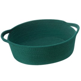 Goodpick Small Woven Storage Basket, 12x 8 x 5 Cute Baby Nursery Storage Baskets for Christmas, Decorative Gift Baskets Empty with Handles for Candy, Toys, Green