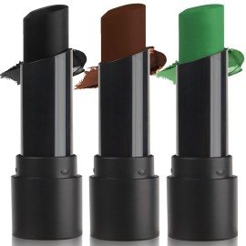 MEICOLY 3PCS Camo Face Paint Stick,Waterproof Hunting Army Military Face Paint,Black Green Brown Maroon Eye Black Stick for Baseball/Softball/Football,Camo Accessories