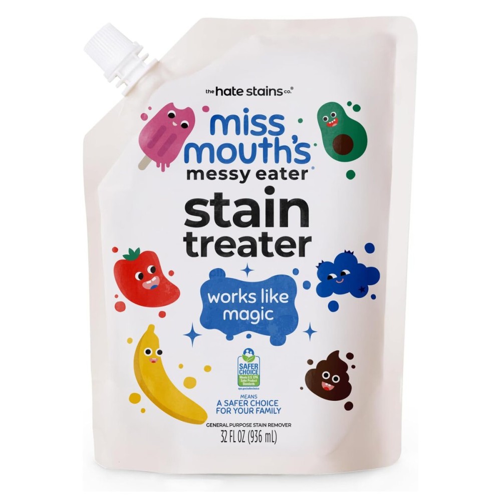 Miss Mouth\'s Messy Eater Stain Treater - 32oz Refill - Newborn & Baby Essentials - No Dry Cleaning Food, Grease, Coffee Off Laundry, Underwear, Fabric