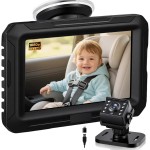 Zacro 1080P Baby Car Mirror Camera for Rear Facing Seat, USB/Type-C Port 4.3 Backseat Headrest Carseat Camera Monitor with HD Night Vision for Baby Safety in Car, 150 Wide View Angle, 360 Rotatable