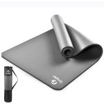 Gruper Thick Yoga Mat Non Slip, Large Size 72 L x 32 W x 0.6 TH, Premium Exercise & Fitness Mat with Carrying Strap and Bag, Workout Mats for Home (Grey, 72 * 24 * 0.4 Inches)