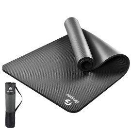 Gruper Thick Yoga Mat Non Slip, Large Size 72 L x 32 W x 0.6 TH, Premium Exercise & Fitness Mat with Carrying Strap and Bag, Workout Mats for Home (Black, 72 * 24 * 0.4 Inches)