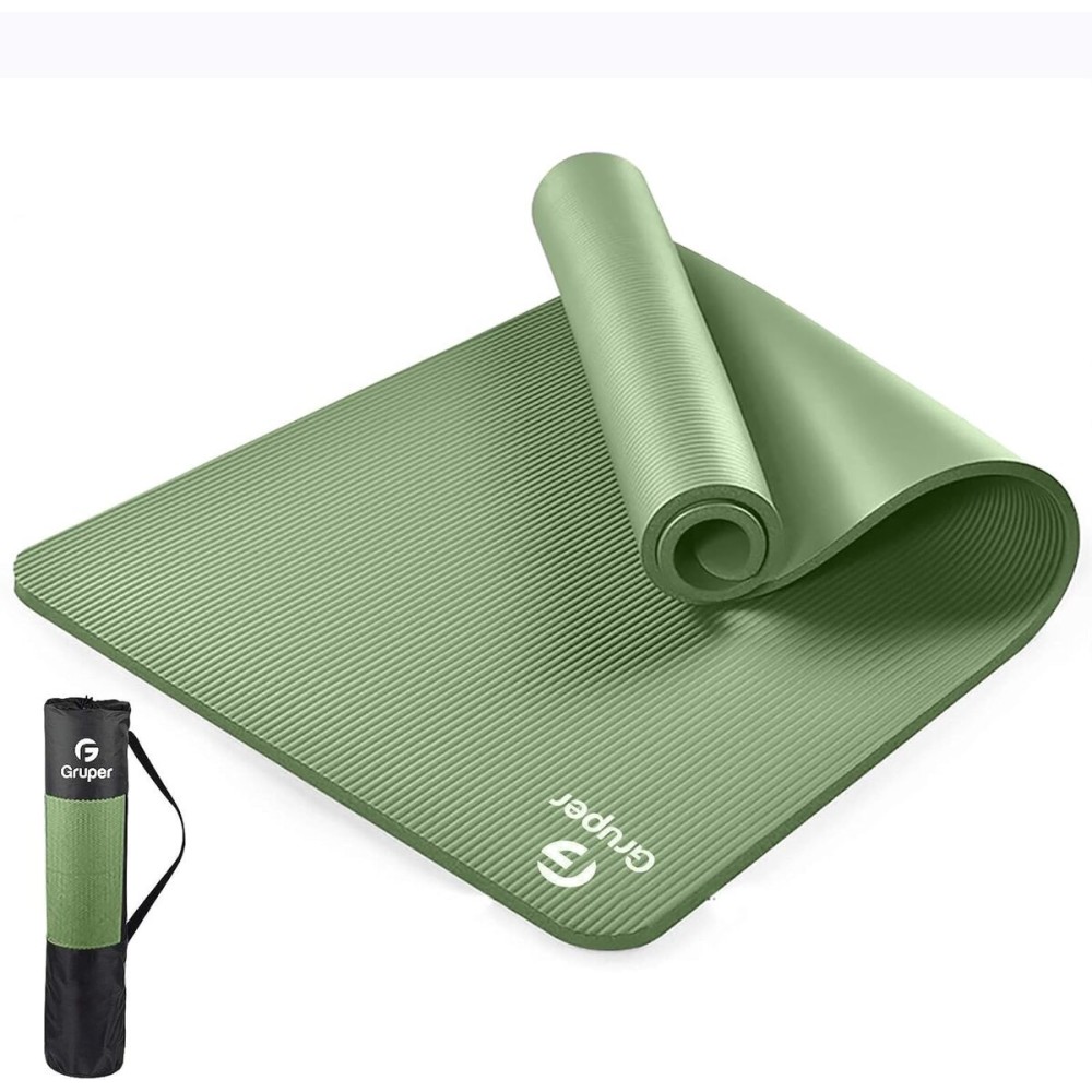 Gruper Thick Yoga Mat Non Slip, Large Size 72 L x 32 W x 0.6 TH, Premium Exercise & Fitness Mat with Carrying Strap and Bag, Workout Mats for Home (Matcha, 72 * 24 * 0.4 Inches)