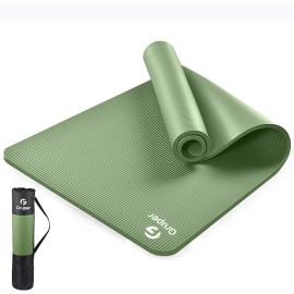 Gruper Thick Yoga Mat Non Slip, Large Size 72 L x 32 W x 0.6 TH, Premium Exercise & Fitness Mat with Carrying Strap and Bag, Workout Mats for Home (Matcha, 72 * 24 * 0.4 Inches)