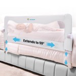 TotCraft FlexGuard Adjustable Length & Height Bed Rail for Toddlers - Fits Twin, Full, Queen & King Beds - 35.5 or 59 Two Fixed Lengths - 14 Height Levels - ASTM Certified Kids Safety Guard (White)