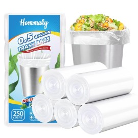 0.5 Gallon 250 pcs Mini Clear Trash Bags, Tiny Strong Garbage Bags,Small Plastic Bags for Desktop Trash Bin, Tiny Bathroom Trash Can Bin Liners,Mini Bags for Waste Basket Liner,Fit 2 Liters-Clear