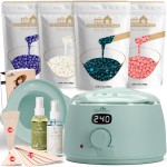 Lifestance Waxing Kit for Women & Men - L3 VelviMint Digital Warmer, Silicone Wax Pot Liner, Hair Removal Kit with 14.1oz Hard Wax Beads & Oil Spray, Professional for Home Brazilian Bikini Face Leg