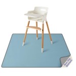 Blissful Diary Baby Splat Mat for Under High Chair, 50.4 x 50.4 Inch Wipeable Splash Mat, Waterproof and Washable, Anti-Slip Floor Protector, Slate Blue