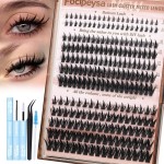 Focipeysa Wispy Lash Clusters Kit Spike Lash Extensions Kit 50D 80D Cluster Lashes Kit 10-16mm Clusters Lash Extension Manga Wispy Individual Eyelashes Extension DIY Salon Effect Lash Extension